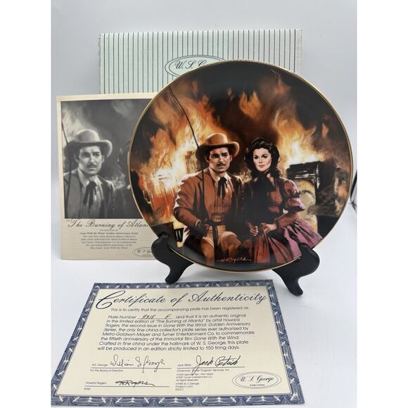 Gone With The Wind Golden Anniversary Series "The Burning Of Atlanta" Plate New - Picture 1 of 6